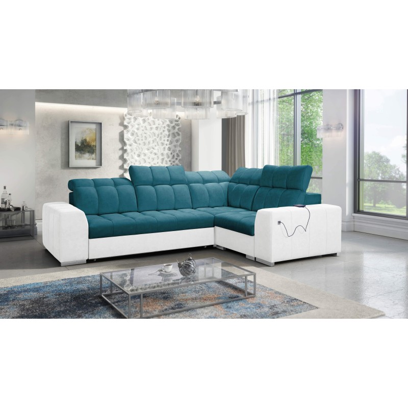 Prisma II Ecksofa mit Schlaffunktion in Samtstoff | Haustierfreundlich, Terra 75 + Kunstleder | Ihr perfekter Ort zum Entspannen