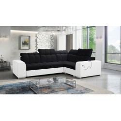 Prisma II Corner Sofa with Sleeping Function in Velvet Fabric | Pet Friendly, Terra 99 + Eco-leather | Your Ideal Place to Relax