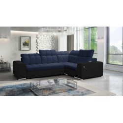 Prisma II Ecksofa mit Schlaffunktion in Velvet Stoff | Haustierfreundlich, Terra 79 + Schwarzes Kunstleder | Dein idealer Ort zu