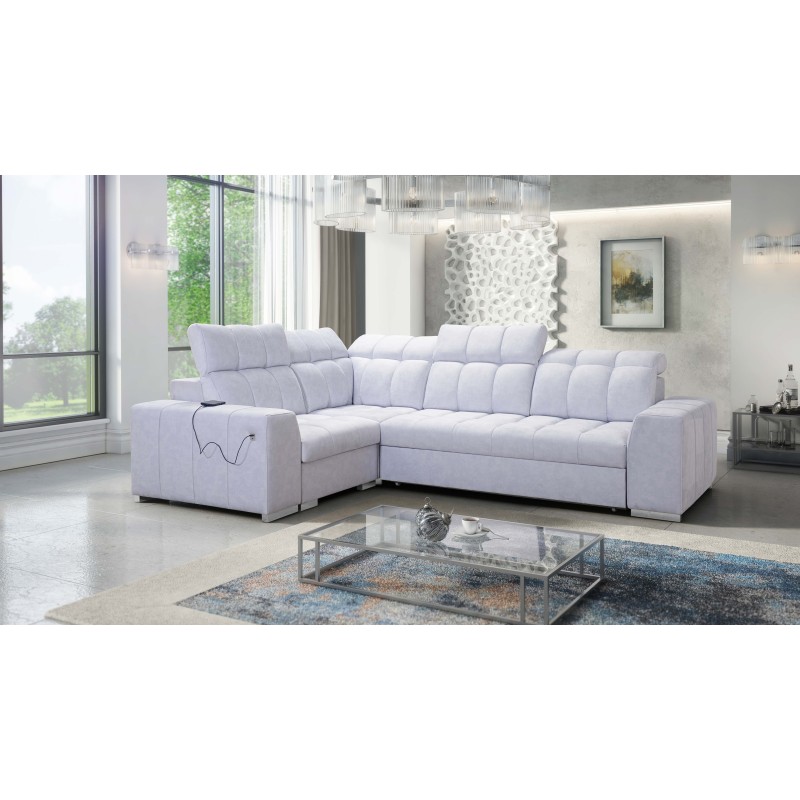 Prisma II Corner Sofa with Sleeping Function in Velvet Fabric | Pet Friendly, Terra 80 | Your Ideal Place to Relax