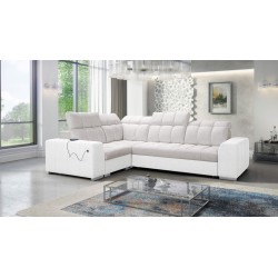 Prisma II Corner Sofa with Sleeping Function in Velvet Fabric | Pet Friendly, Terra 06 + Eco-leather | Your Ideal Place to Relax