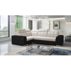 Ecksofa Prisma II mit Schlaffunktion in Samtstoff | Haustierfreundlich, Terra 13 + Schwarzes Ökoleder | Dein perfekter Ort zum E