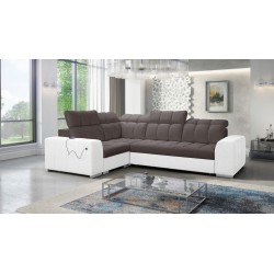 Prisma II Corner Sofa with Sleeping Function in Velvet Fabric | Pet Friendly, Terra 26 + Eco-leather | Your Ideal Place to Relax