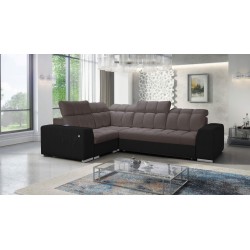 Prisma II Ecksofa mit Schlaffunktion im Samtstoff | Haustierfreundlich, Terra 26 + schwarzes Kunstleder | Dein idealer Ort zum E