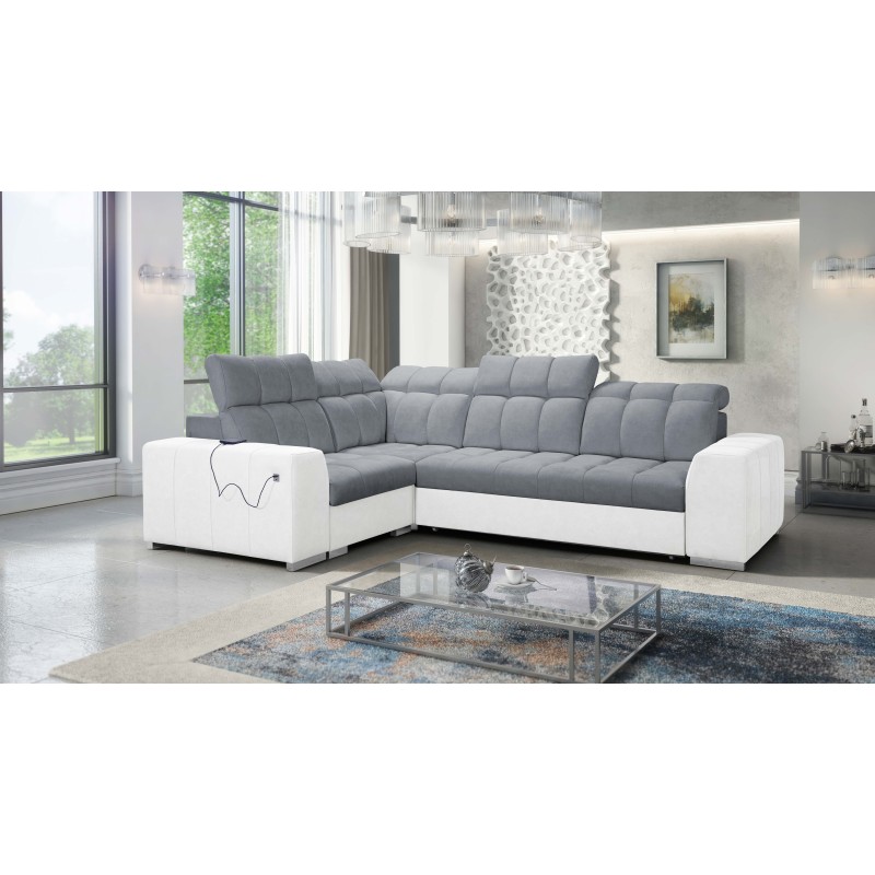 Prisma II Corner Sofa with Sleeping Function in Velvet Fabric | Pet Friendly, Terra 92 + Eco-leather | Your Perfect Place to Rel