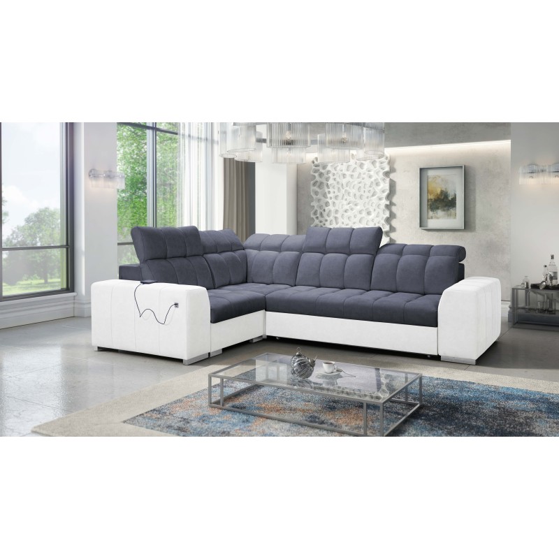 Prisma II Corner Sofa with Sleeping Function in Velvet Fabric | Pet Friendly, Terra 96 + Eco-leather | Your Perfect Place to Rel