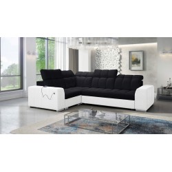Prisma II Corner Sofa with Sleeping Function in Velvet Fabric | Pet Friendly, Terra 99 + Eco-leather | Your Ideal Place to Relax