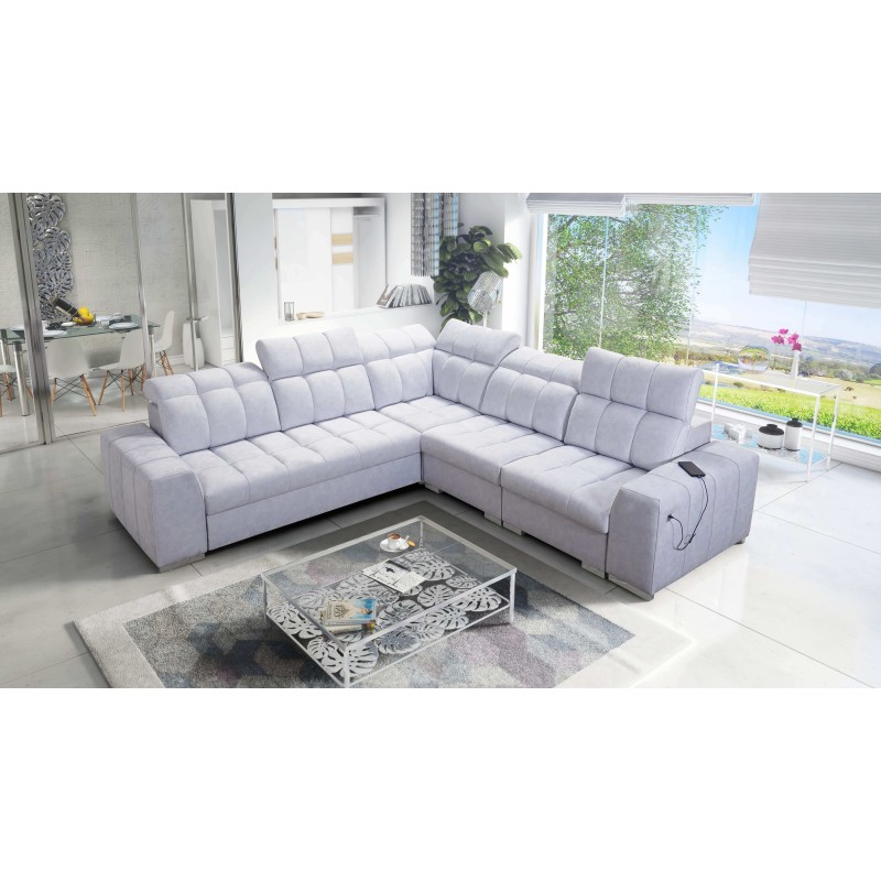 Prisma III corner sofa with sleeping function and USB port – comfort and style in one piece of furniture