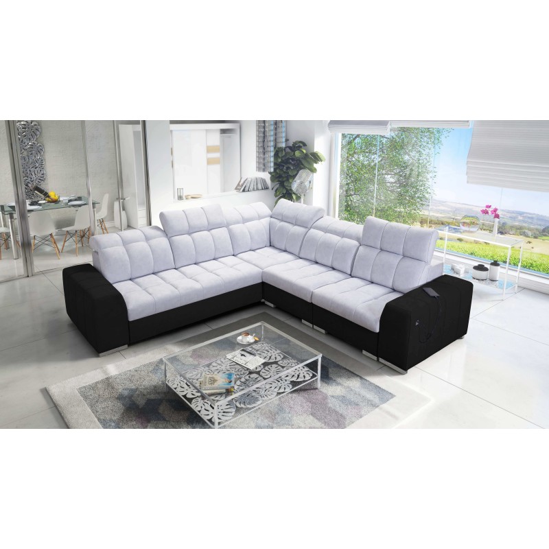 Prisma III corner sofa with sleeping function and USB port – comfort and style in one piece of furniture