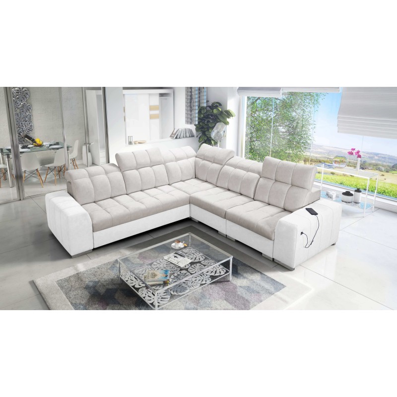 Prisma III corner sofa with sleeping function and USB port – comfort and style in one piece of furniture