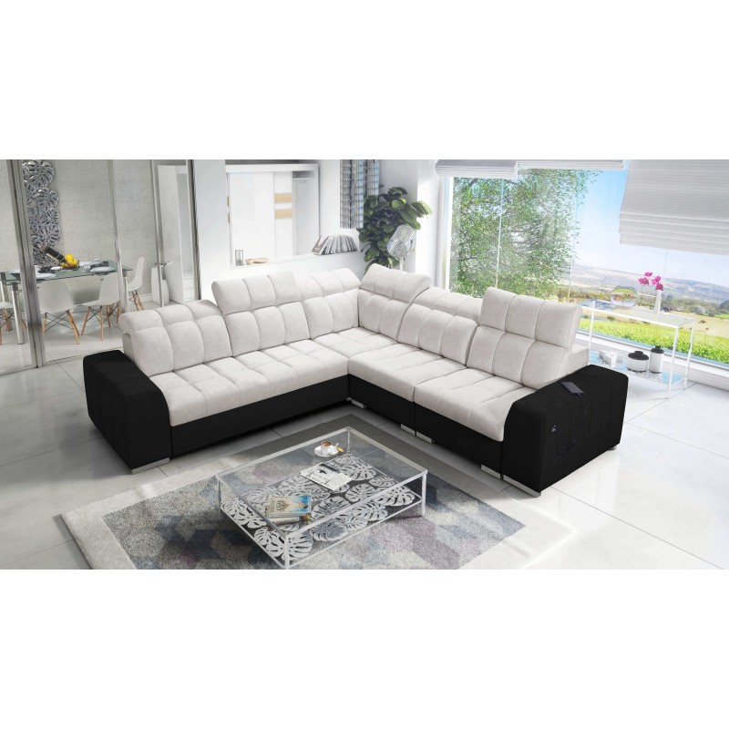 Prisma III corner sofa with sleeping function and USB port – comfort and style in one piece of furniture