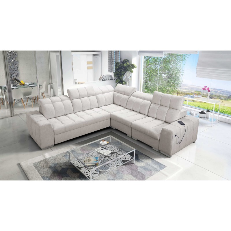 Prisma III corner sofa with sleeping function and USB port – comfort and style in one piece of furniture