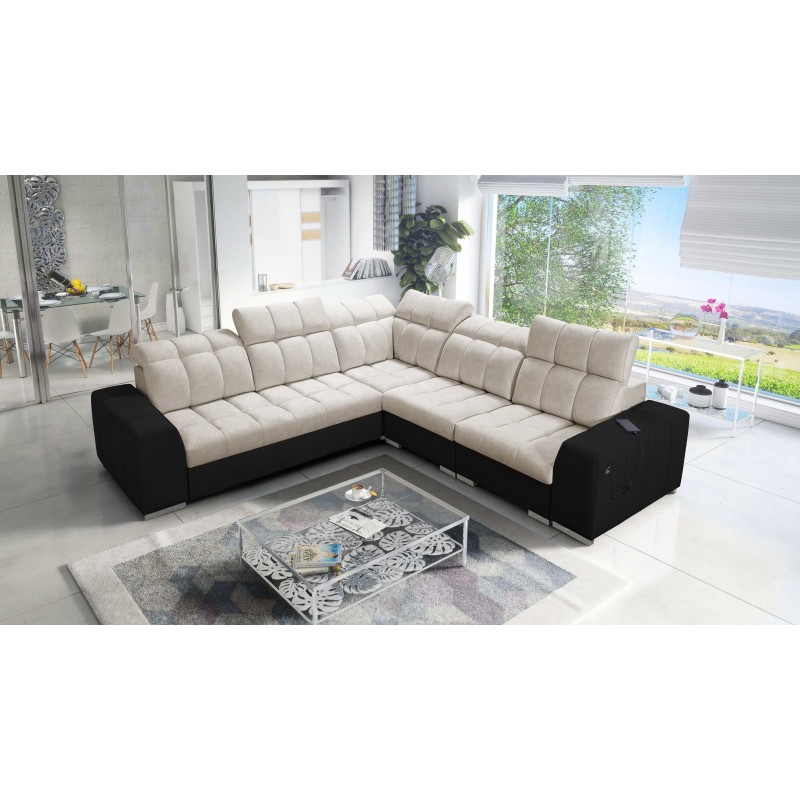 Prisma III corner sofa with sleeping function and USB port – comfort and style in one piece of furniture