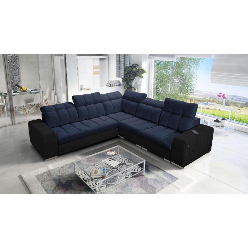 Prisma III corner sofa with sleeping function and USB port – comfort and style in one piece of furniture