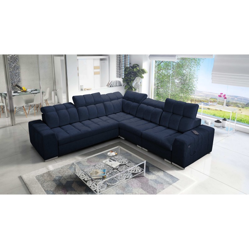 Prisma III corner sofa with sleeping function and USB port – comfort and style in one piece of furniture