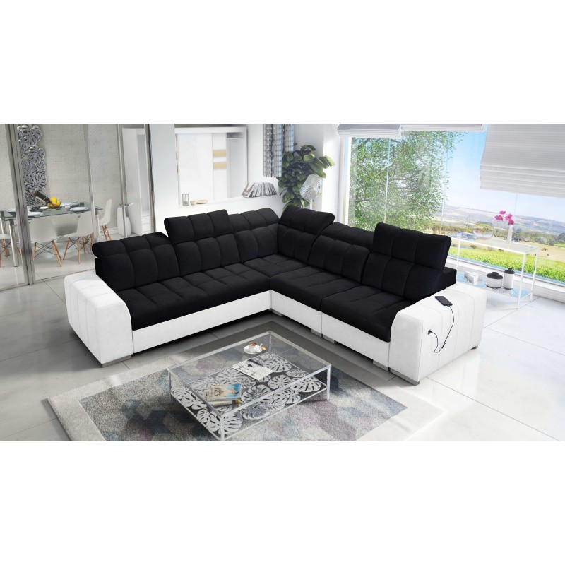 Prisma III corner sofa with sleeping function and USB port – comfort and style in one piece of furniture