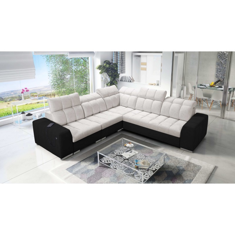 Prisma III corner sofa with sleeping function and USB port – comfort and style in one piece of furniture