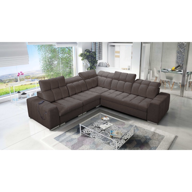 Prisma III corner sofa with sleeping function and USB port – comfort and style in one piece of furniture