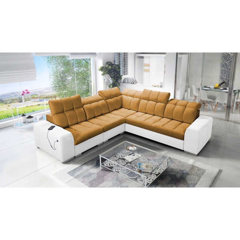 Prisma III corner sofa with sleeping function and USB port – comfort and style in one piece of furniture