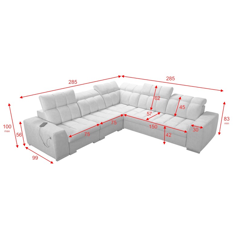 Ecksofa Prisma III mit Schlaffunktion und USB-Anschluss – Komfort und Stil in einem Möbelstück Ecksofa Prisma III mit Schlaffunktion und USB-Anschluss – Komfort und Stil in einem Möbelstück