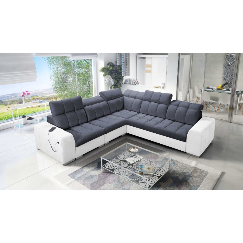 Prisma III corner sofa with sleeping function and USB port – comfort and style in one piece of furniture