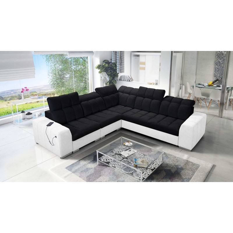 Prisma III corner sofa with sleeping function and USB port – comfort and style in one piece of furniture