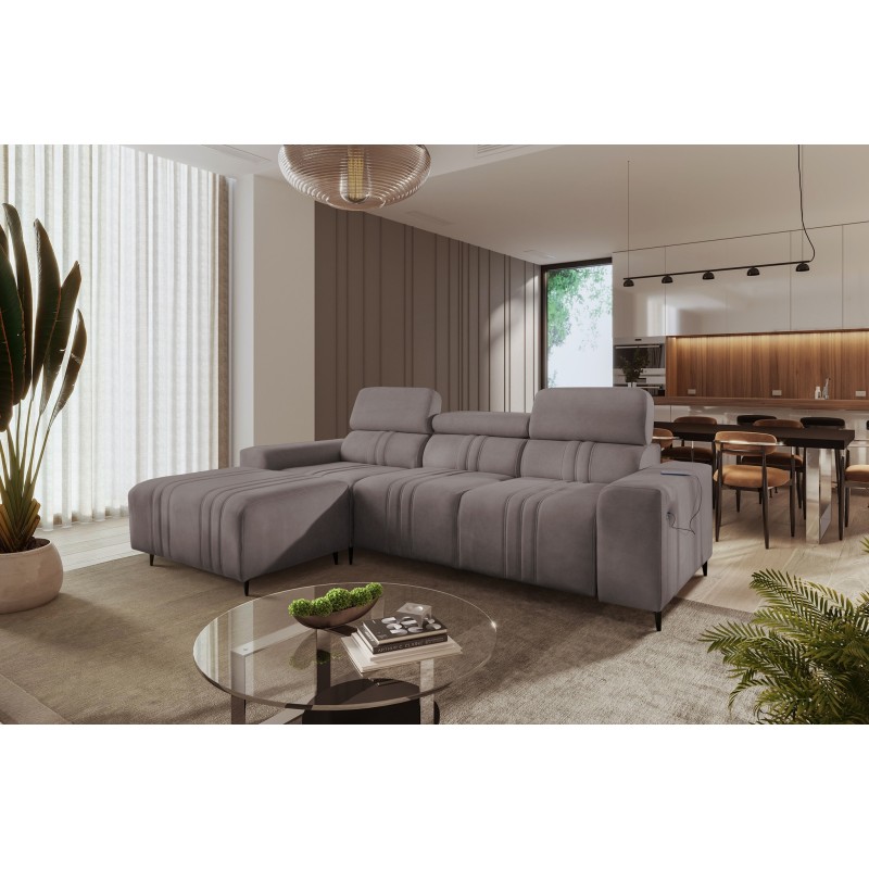 Elegant Verona I Corner Sofa with Sleeping Function - Velvet, Vena 8 | Your Perfect Furniture Elegant Verona I Corner Sofa with Sleeping Function - Velvet, Vena 8 | Your Perfect Furniture