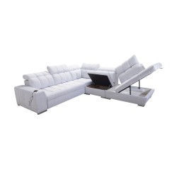 Sofá esquinero Prisma IX con función de cama, puerto USB y espacio de almacenamiento para ropa de cama - Velvet | Apto para masc Sofá esquinero Prisma IX con función de cama, puerto USB y espacio de almacenamiento para ropa de cama - Velvet | Apto para masc