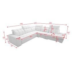 Sofá esquinero Prisma IX con función de cama, puerto USB y espacio de almacenamiento para ropa de cama - Velvet | Apto para masc Sofá esquinero Prisma IX con función de cama, puerto USB y espacio de almacenamiento para ropa de cama - Velvet | Apto para masc