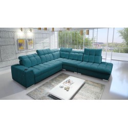 Prisma IX corner sofa with sleeping function, USB port, and bedding storage - Velvet | Pet friendly, Terra 75
