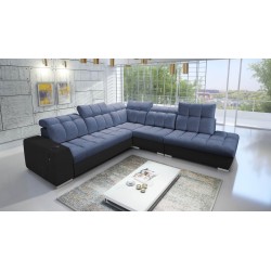 Prisma IX Ecksofa mit Schlaffunktion, USB-Anschluss und Bettkasten - Velvet | Haustierfreundlich, Terra 76 + Schwarzes Kunstlede
