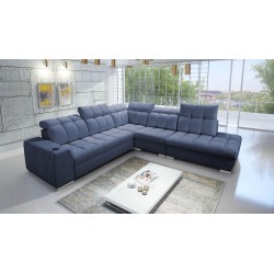 Prisma IX corner sofa with sleeping function, USB port, and bedding container - Velvet | Pet friendly, Terra 76