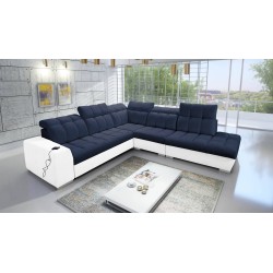 Prisma IX corner sofa with sleeping function, USB port, and bedding storage - Velvet | Pet friendly, Terra 79 + Eco-leather