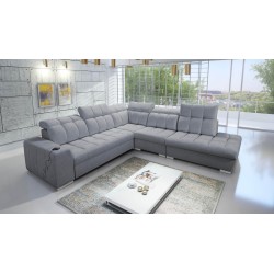 Prisma IX corner sofa with sleeping function, USB port, and bedding storage - Velvet | Pet friendly, Terra 92
