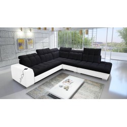 Prisma IX corner sofa with sleeping function, USB port, and bedding compartment - Velvet | Pet friendly, Terra 99 + Eco-leather