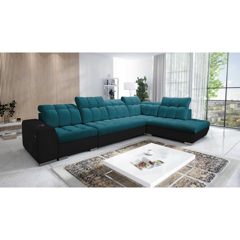 Esquinero Prisma XI con función de cama y puerto USB: elegancia y confort. Esquinero Prisma XI con función de cama y puerto USB: elegancia y confort.