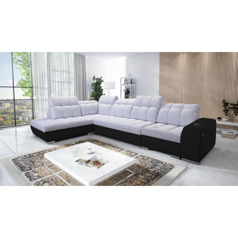 Esquinero Prisma XI con función de cama y puerto USB: elegancia y confort. Esquinero Prisma XI con función de cama y puerto USB: elegancia y confort.