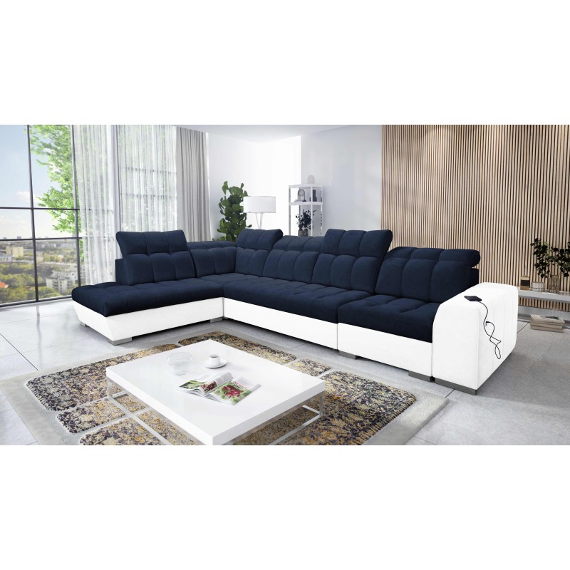 Esquinero Prisma XI con función de cama y puerto USB: elegancia y confort. Esquinero Prisma XI con función de cama y puerto USB: elegancia y confort.