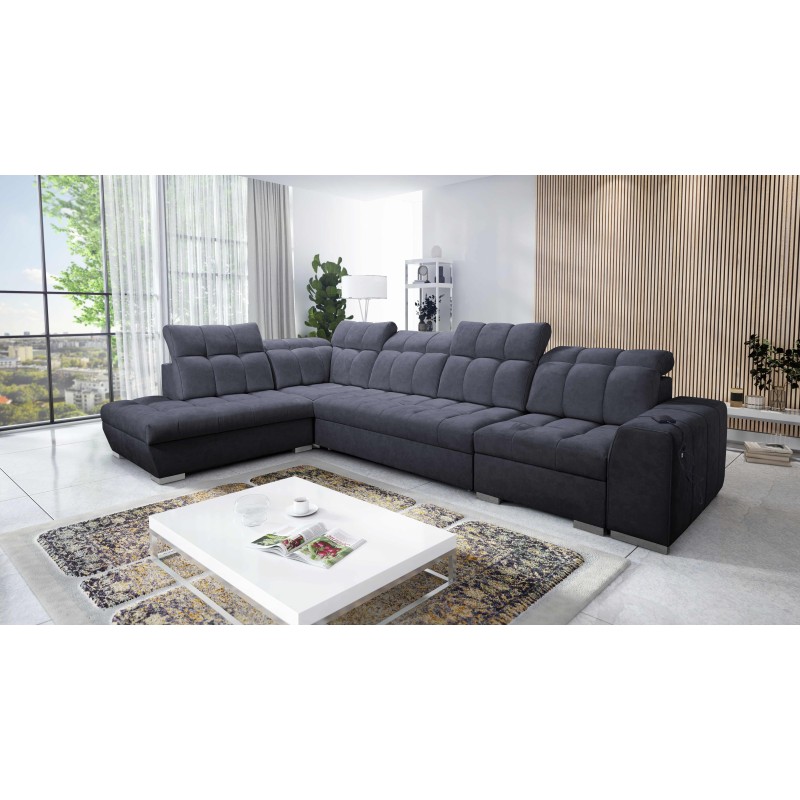 Esquinero Prisma XI con función de cama y puerto USB: elegancia y confort. Esquinero Prisma XI con función de cama y puerto USB: elegancia y confort.