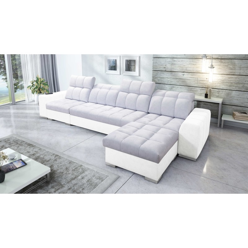 Prisma XII Corner Sofa with Sleeping Function | Luxury Furniture with USB Port | Velvet | Pet Friendly, Terra 80 + Eco Leather