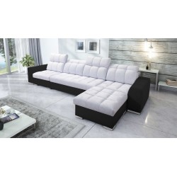 Narożnik Prisma XII z funkcją spania | Luksusowy Mebel z Portem USB | Velvet | Pet friendly, Terra 80 + Ecoskóra czarna