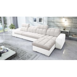 Prisma XII Corner Sofa with Sleeping Function | Luxury Furniture with USB Port | Velvet | Pet Friendly, Terra 06 + Eco-leather