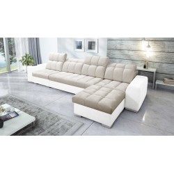 Prisma XII Corner Sofa with Sleeping Function | Luxury Furniture with USB Port | Velvet | Pet Friendly, Terra 13 + Eco-Leather