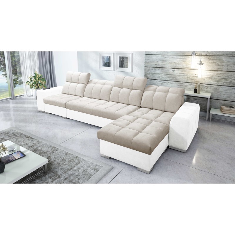Prisma XII Corner Sofa with Sleeping Function | Luxury Furniture with USB Port | Velvet | Pet Friendly, Terra 13 + Eco-Leather