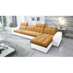 Prisma XII Corner Sofa with Sleeping Function | Luxury Furniture with USB Port | Velvet | Pet Friendly, Terra 48 + Eco-leather