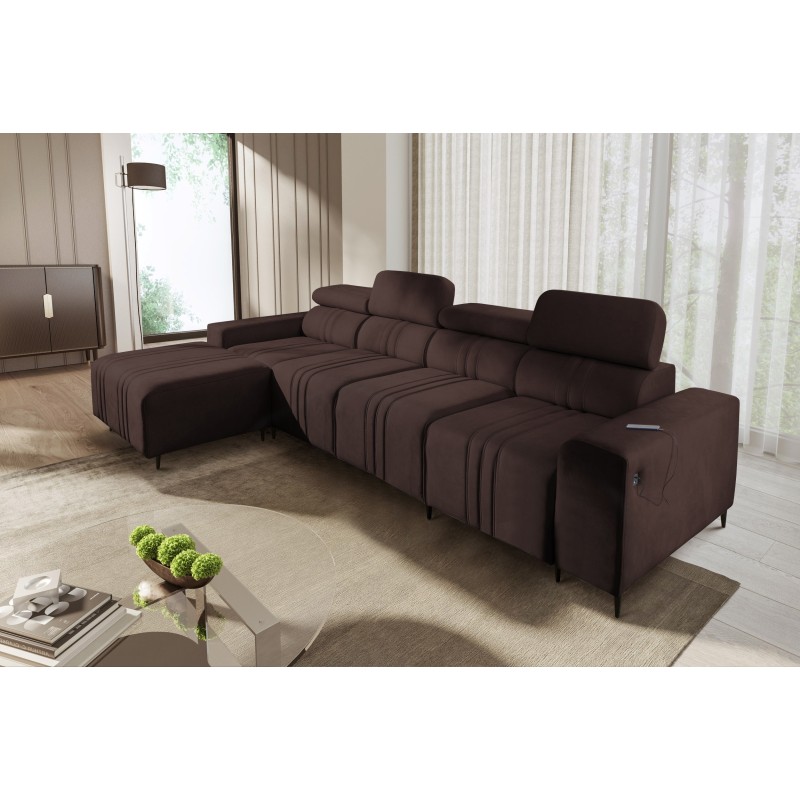 Verona XII Corner Sofa with Sleeping Function in Velvet, Vena 13 - A Practical and Elegant Piece of Furniture for Your Living Ro Verona XII Corner Sofa with Sleeping Function in Velvet, Vena 13 - A Practical and Elegant Piece of Furniture for Your Living Ro