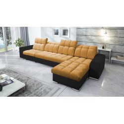 Prisma XII Ecksofa mit Schlaffunktion | Luxuriöses Möbelstück mit USB-Anschluss | Samt | Haustierfreundlich, Terra 48 + Schwarze Prisma XII Ecksofa mit Schlaffunktion | Luxuriöses Möbelstück mit USB-Anschluss | Samt | Haustierfreundlich, Terra 48 + Schwarze