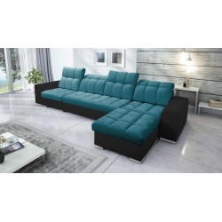 Prisma XII Ecksofa mit Schlaffunktion | Luxusmöbel mit USB-Anschluss | Samt | Haustierfreundlich, Terra 75 + Schwarzes Kunstlede Prisma XII Ecksofa mit Schlaffunktion | Luxusmöbel mit USB-Anschluss | Samt | Haustierfreundlich, Terra 75 + Schwarzes Kunstlede