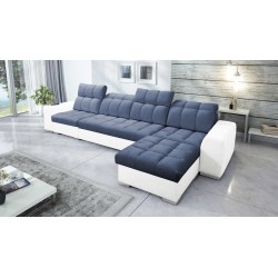 Prisma XII Corner Sofa with Sleeping Function | Luxury Furniture with USB Port | Velvet | Pet Friendly, Terra 76 + Eco-leather