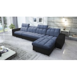 Prisma XII Corner Sofa with Sleeping Function | Luxury Furniture with USB Port | Velvet | Pet Friendly, Terra 76 + Black Eco-lea